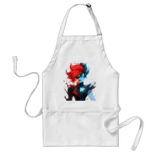 Red Blue Fire Ice Comic Style Anime Girl Standard Apron