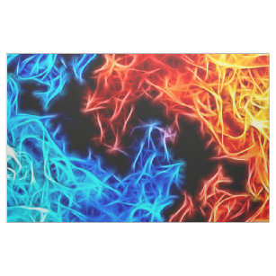 Red blue flames of good and evil pattern fabric