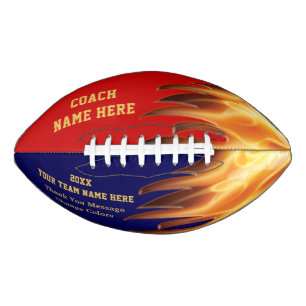 Red Blue Flaming Football Personalised for Coaches American Football
