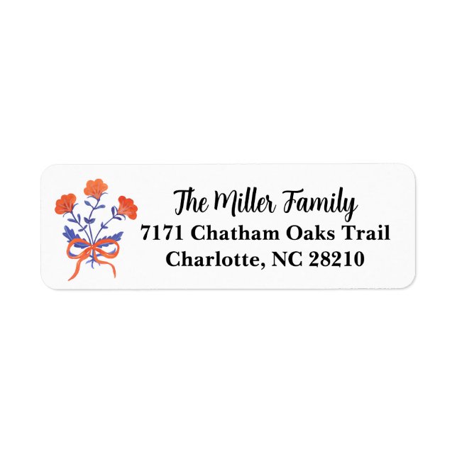 Red & Blue Floral Block Print Return Address (Front)