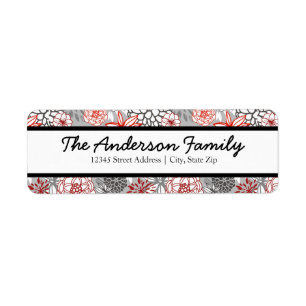 Red & Blue Floral - Return Address Labels