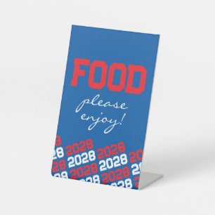 Red & Blue Food Table Graduation Pedestal Sign