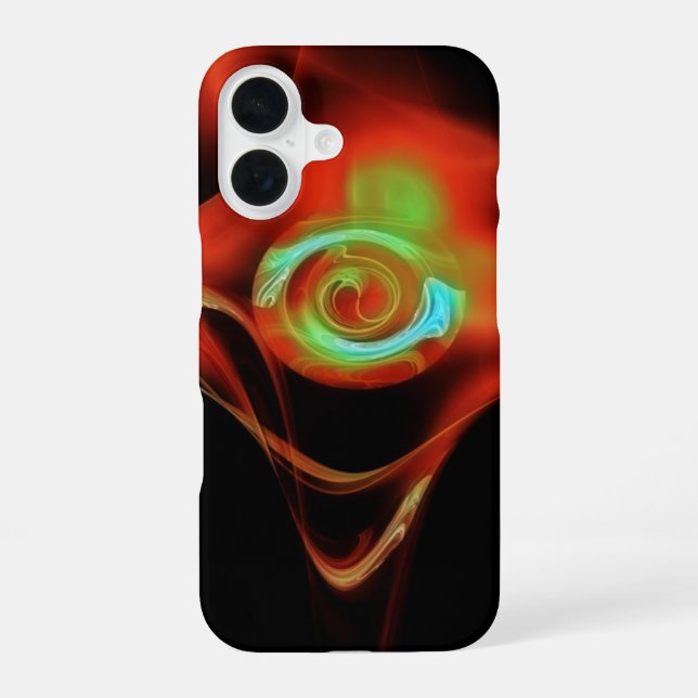 RED BLUE FRACTAL ROSE iPhone 16 CASE (Back)