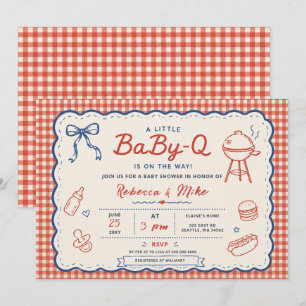 Red Blue Gender Neutral Baby Q Bbq Baby Shower Invitation