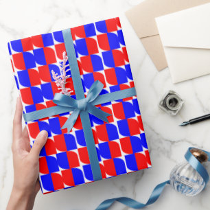 Red & Blue Geometric Pattern Wrapping Paper