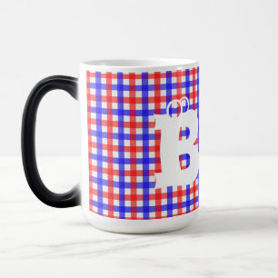 Red Blue Gingham Plaid Pattern Magic Mug