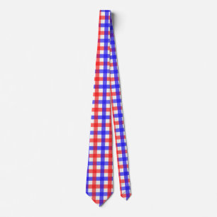 Red Blue Gingham Plaid Pattern Tie