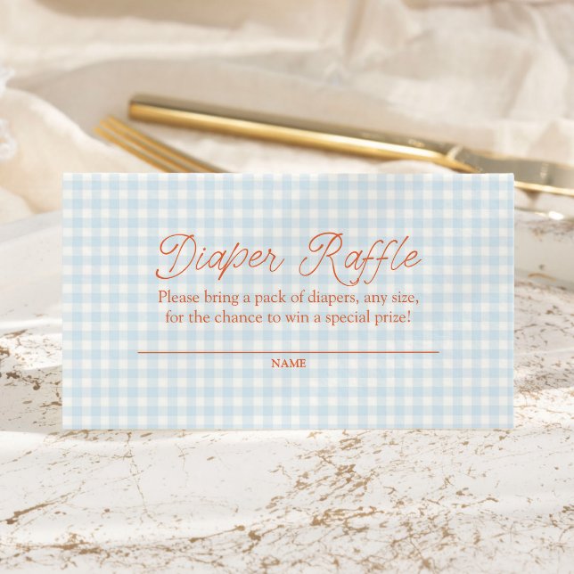 Red & Blue Gingham Spring Diaper Raffle Ticket Enclosure Card (Creator Uploaded)