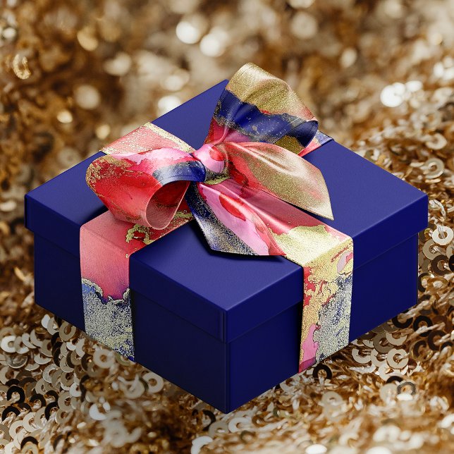 Red Blue Gold Abstract Satin Ribbon (Creator Uploaded)