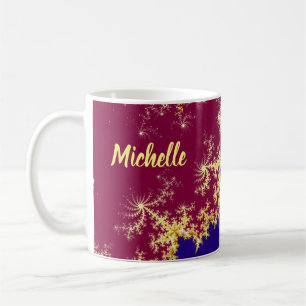 Red blue gold mandelbrot fractal pattern coffee mug