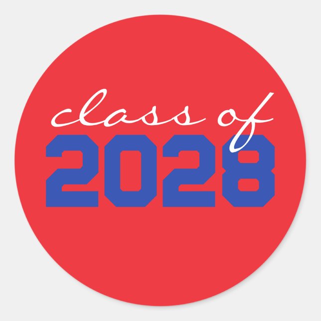 Red & Blue Graduation Classic Round Stickers (Matching Envelopes, Return Address Labels & Envelope Seals)