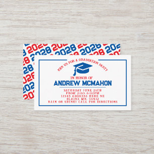 Red & Blue Graduation Invite Announcement Insert