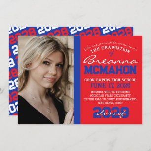 Red & Blue Graduation Photo Announcement