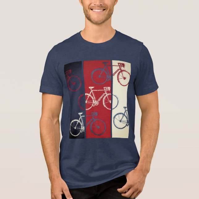 Red Blue Graphic Bikes Urban Style Tri-Blend Shirt (Front)