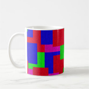 Red Blue Green Abstract Mosaic Block Colours, Coffee Mug