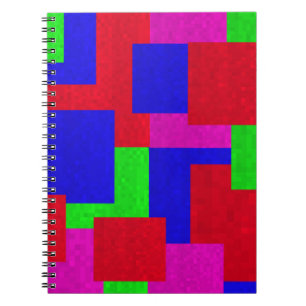 Red Blue Green Abstract Mosaic Block Colours, Notebook