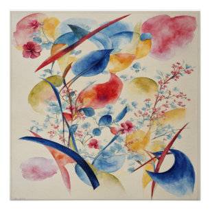 Red, Blue, Green, and Yellow Abstract Art Poster