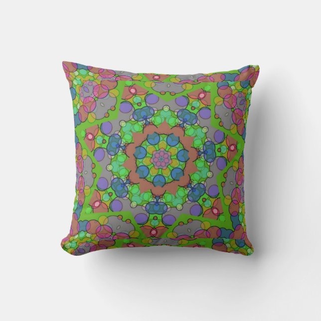 Red Blue Green Christmas Kaleidoscope Pattern Cushion (Front)