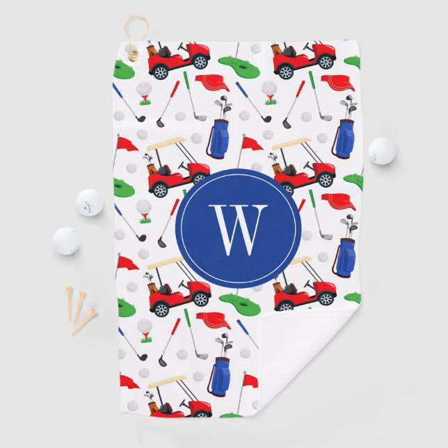 Red Blue & Green Golf Monogram Golf Towel (InSitu)