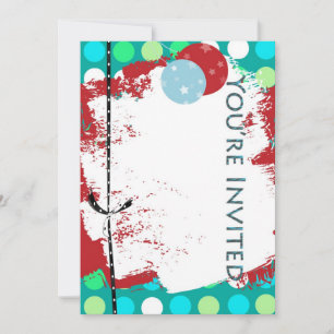 red blue green kid's birthday invitation