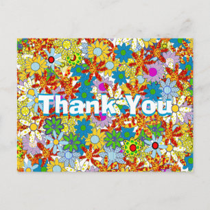 Red Blue Green Pink Purple Floral Thank You Postcard