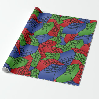 Red, Blue, Green Plastic Building Blocks Wrapping Paper