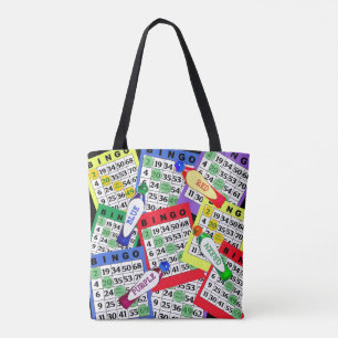 Red, Blue, Green, Purple, Yellow BINGO Cards Bag