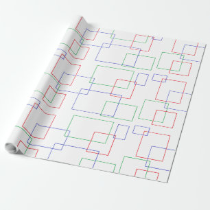 Red Blue Green Squares and Rectangles Abstract Wrapping Paper