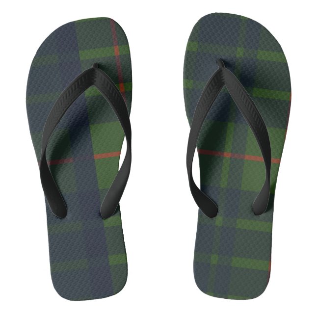 Red Blue Green Tartan Plaid Scottish Plaid  Flip Flops (Footbed)