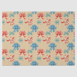 Red, Blue, Green, White Bow Pattern Tissue Paper