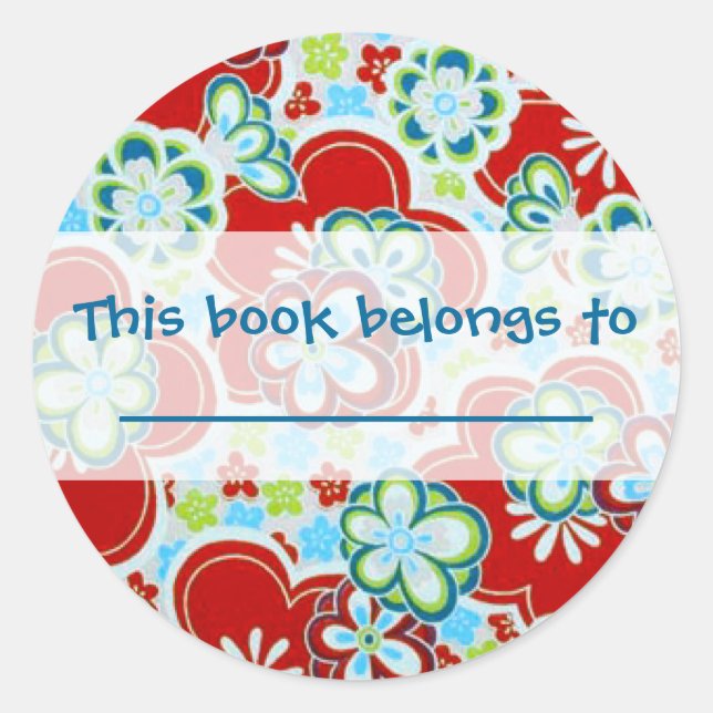 Red, Blue, Green & White Flowers Classic Round Sticker (Front)