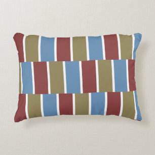 Red Blue Green White Stripes Decorative Cushion