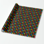 Red Blue Green Yellow Orange Polka Dot | Black Wrapping Paper<br><div class="desc">This modern Multicolor Polka Dot on Black background wrapping paper will bring a smile to anybody,  even before they open their present.</div>