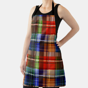 Red Blue Green Yellow Plaid Tartan Design  Apron