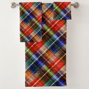 Red Blue Green Yellow Plaid Tartan Design  Bath Towel Set