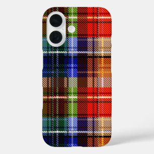 Red Blue Green Yellow Plaid Tartan Design iPhone 16 Case