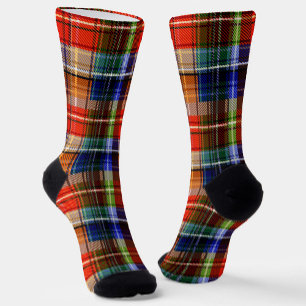 Red Blue Green Yellow Plaid Tartan Design  Socks