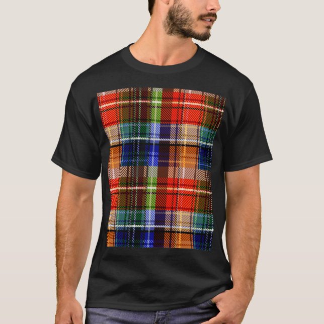 Red Blue Green Yellow Plaid Tartan Design  T-Shirt (Front)