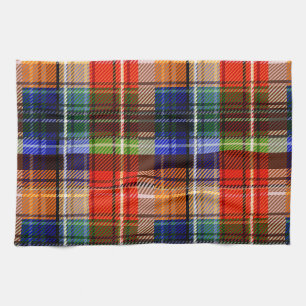 Red Blue Green Yellow Plaid Tartan Design  Tea Towel