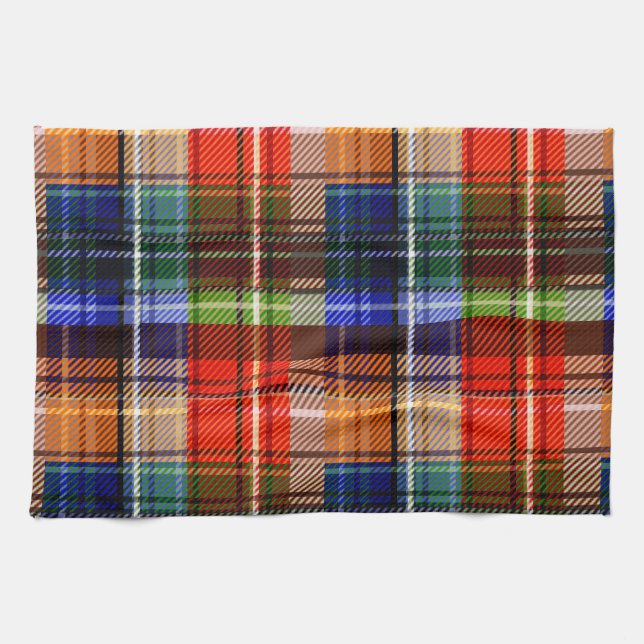 Red Blue Green Yellow Plaid Tartan Design  Tea Towel (Horizontal)