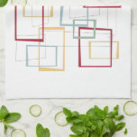 Red Blue Green Yellow Squares Mid-century Retro Tea Towel<br><div class="desc">This funky mid-century modern kitchen towel features dark red,  light blue,  soft green,  and yellow abstract squares and rectangles. It's highlighted by thin black abstract squares and rectangles. Add a pop of retro fun to your kitchen decor!</div>