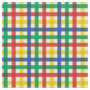 Red, Blue, Green & Yellow Summer Rainbow Plaid Fabric