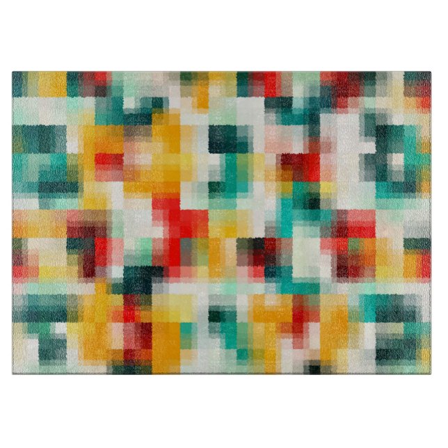 Red Blue Green Yellow White Abstract Pattern Cutting Board (Front)
