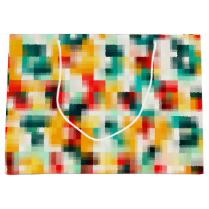 Red Blue Green Yellow White Abstract Pattern Large Gift Bag