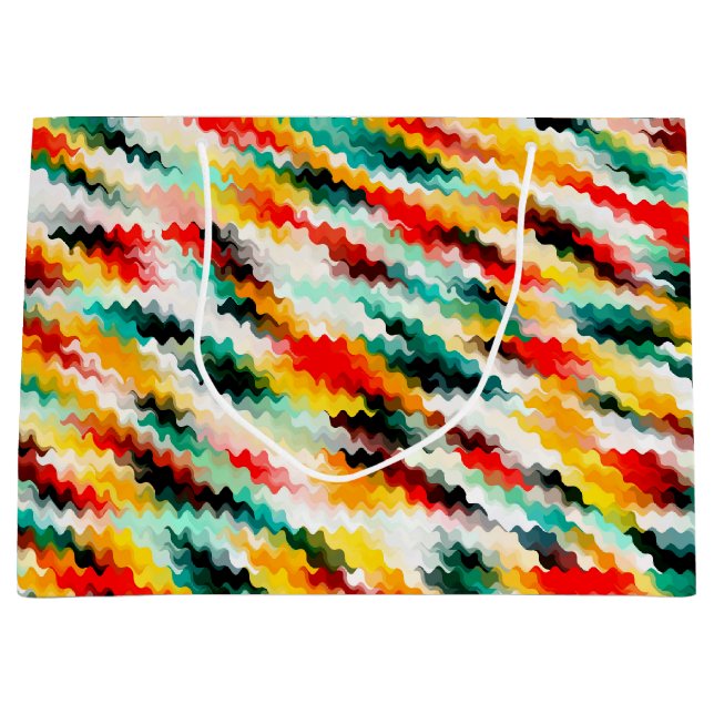 Red Blue Green Yellow White Abstract Pattern Large Gift Bag (Front)
