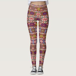Red Blue Green Yellow White Oriental Kilim Rug Leggings