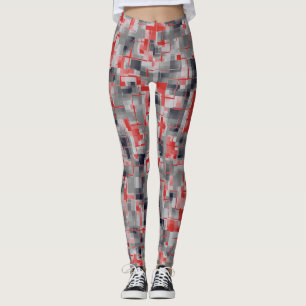 Red Blue Grey White Leggings
