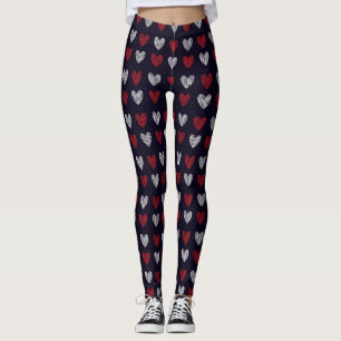 Red/ Blue  Heart Valentine's Women's Leggings