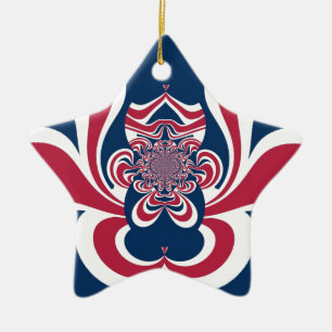 Red Blue Kaleidoscope Art Print Ceramic Tree Decoration