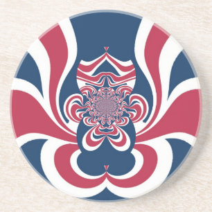 Red Blue Kaleidoscope Art Print Coaster
